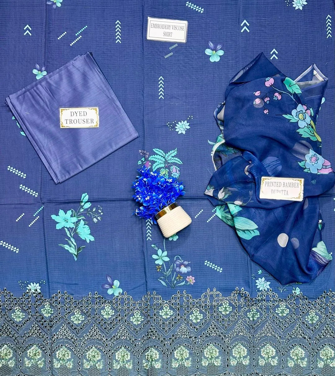 3 Pcs Women's Unstitched Printed Suit