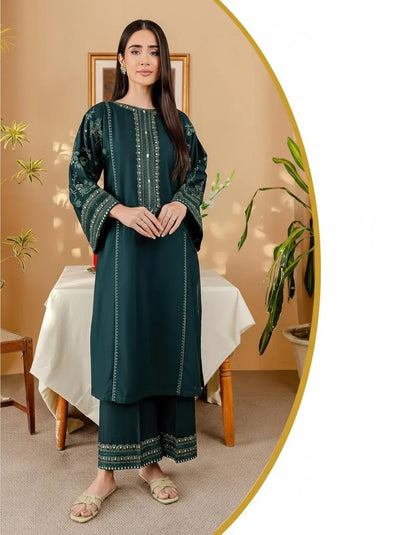 2 Pcs Women's Unstitched Printed Suit