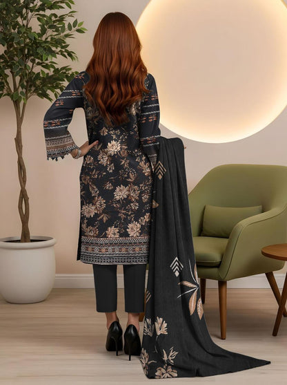 3 Pcs Women's Unstitched Embroidered Suit