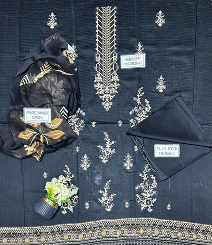 3 Pcs Women's Unstitched Embroidered Suit