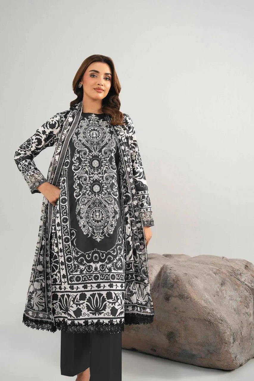 3 Pcs Women's Unstitched Printed Suit