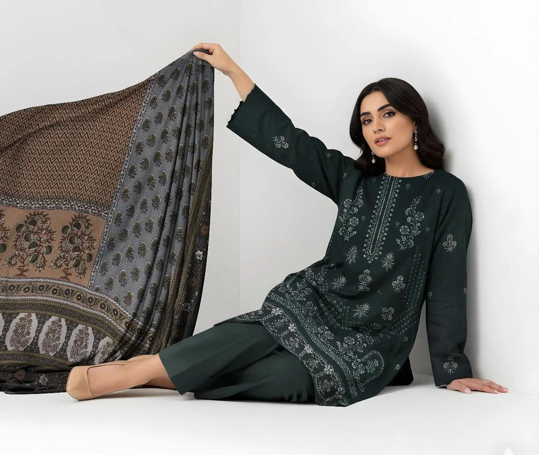 3 Pcs Women's Unstitched Plain Suit