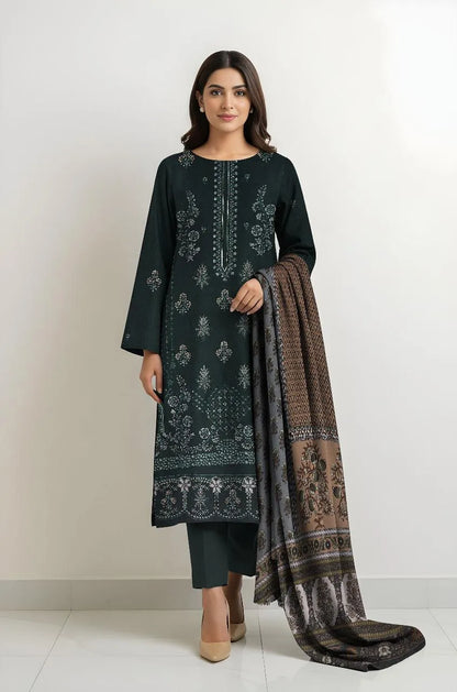 3 Pcs Women's Unstitched Plain Suit