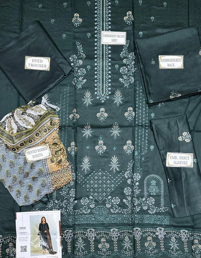 3 Pcs Women's Unstitched Plain Suit