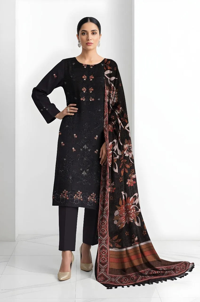 3 Pcs Women's Unstitched Plain Suit