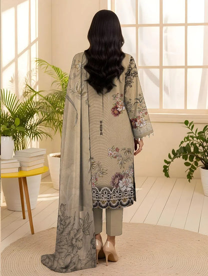 3 Pcs Women's Unstitched Printed Suit