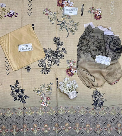 3 Pcs Women's Unstitched Printed Suit