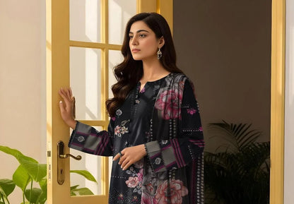 3 Pcs Women's Unstitched Printed Suit