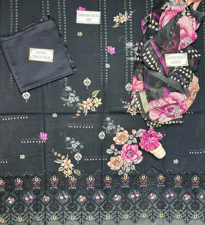 3 Pcs Women's Unstitched Printed Suit