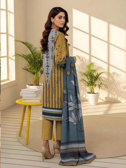 3 Pcs Women's Unstitched Printed Suit