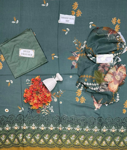 3 Pcs Women's Unstitched Printed Suit