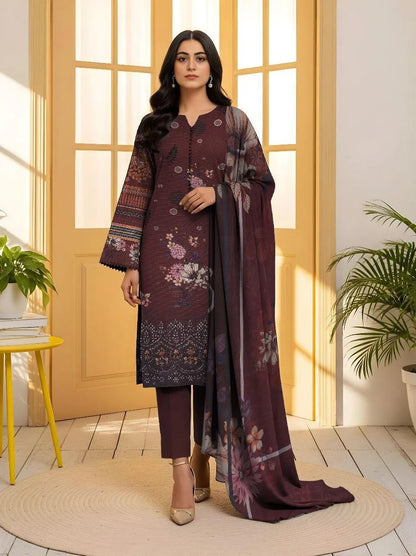 3 Pcs Women's Unstitched Printed Suit