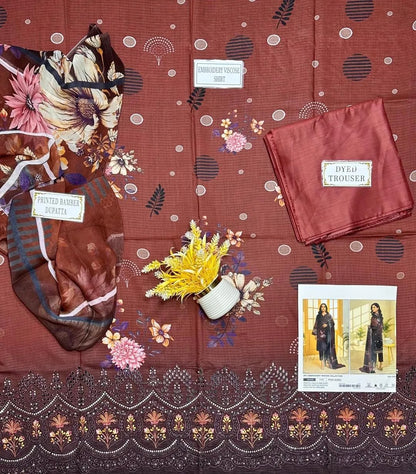 3 Pcs Women's Unstitched Printed Suit