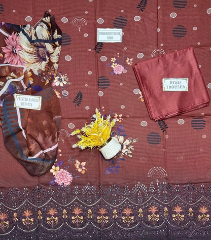 3 Pcs Women's Unstitched Printed Suit