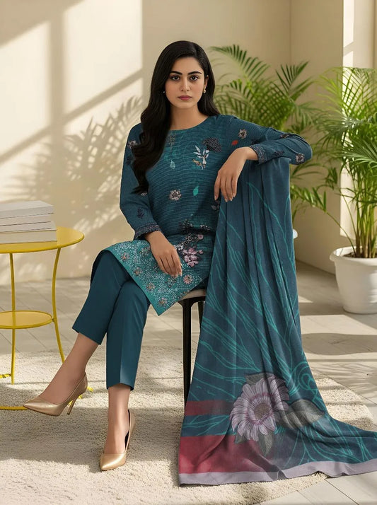 3 Pcs Women's Unstitched Printed Suit