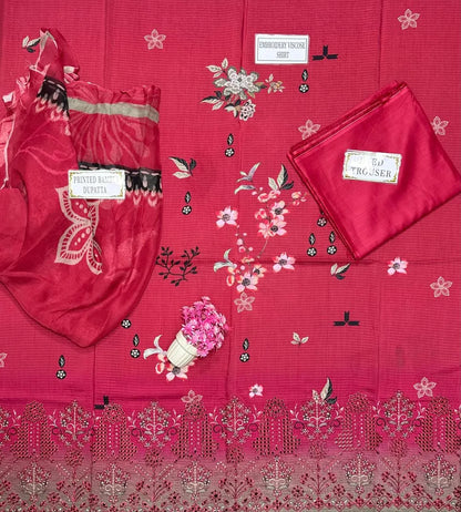 3 Pcs Women's Unstitched Printed Suit