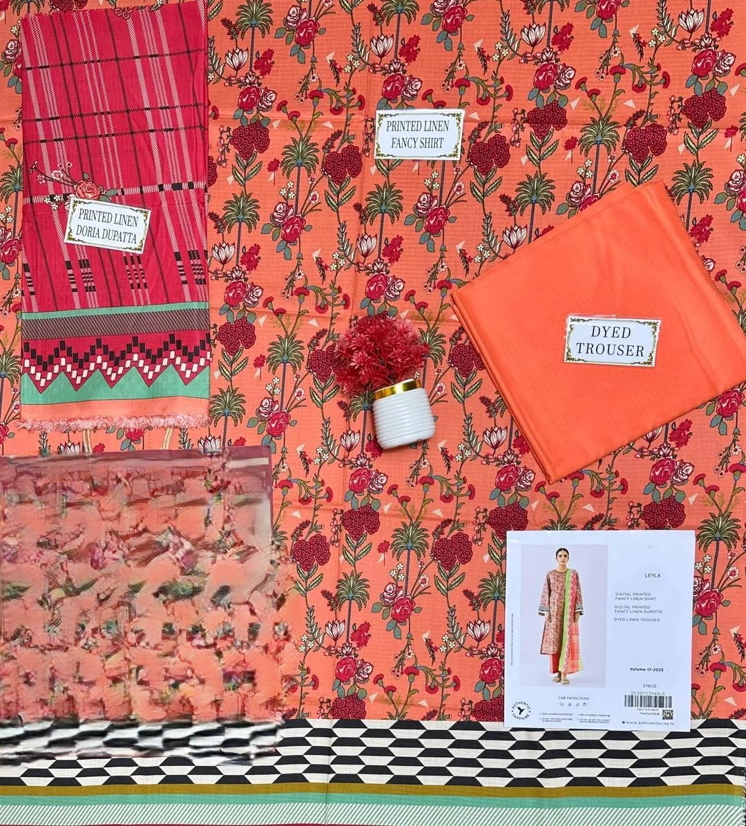 3 Pcs Women's Unstitched Printed Suit