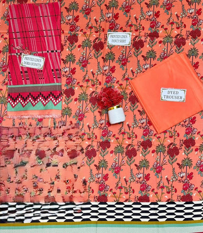 3 Pcs Women's Unstitched Printed Suit