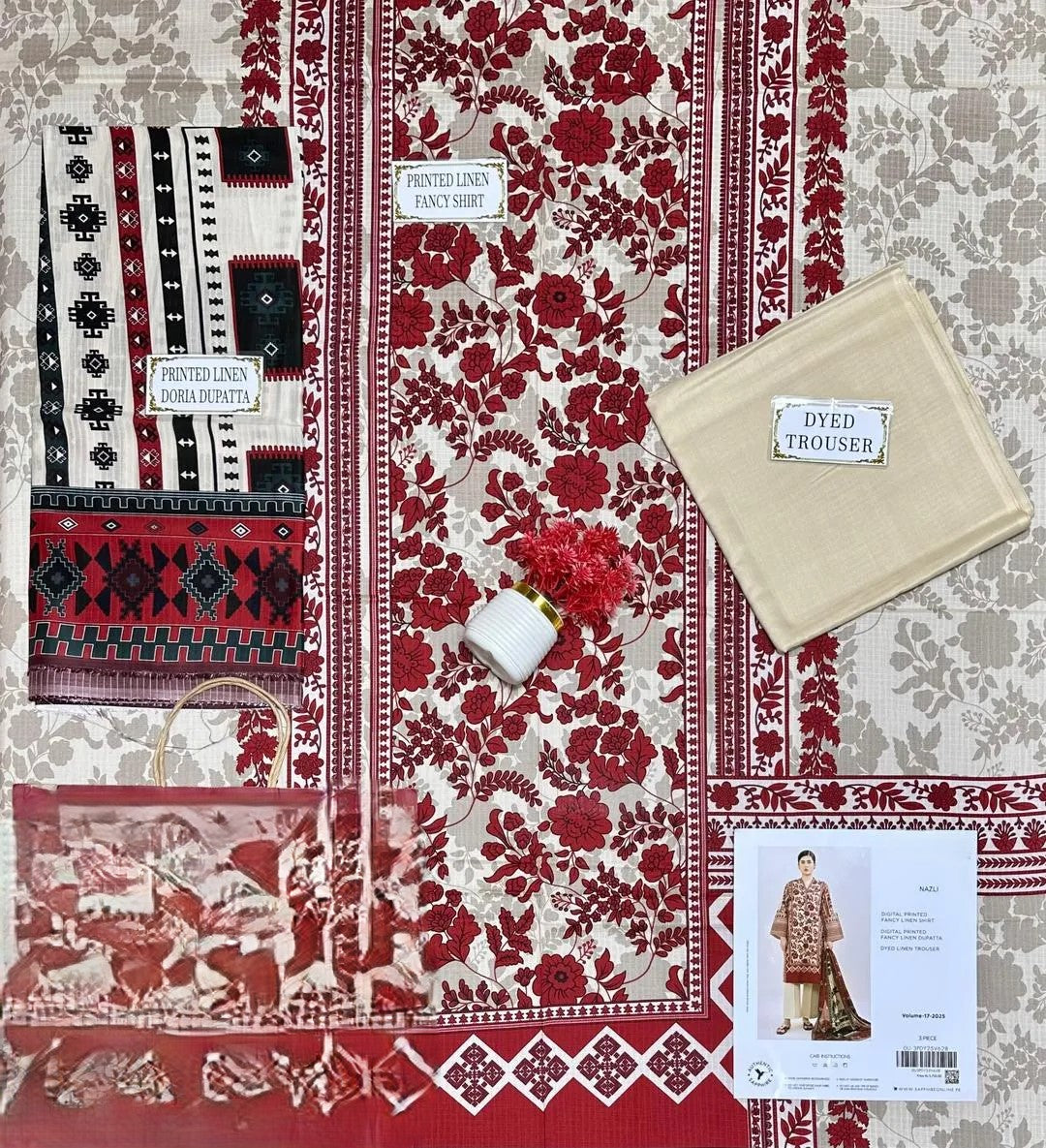 3 Pcs Women's Unstitched Printed Suit