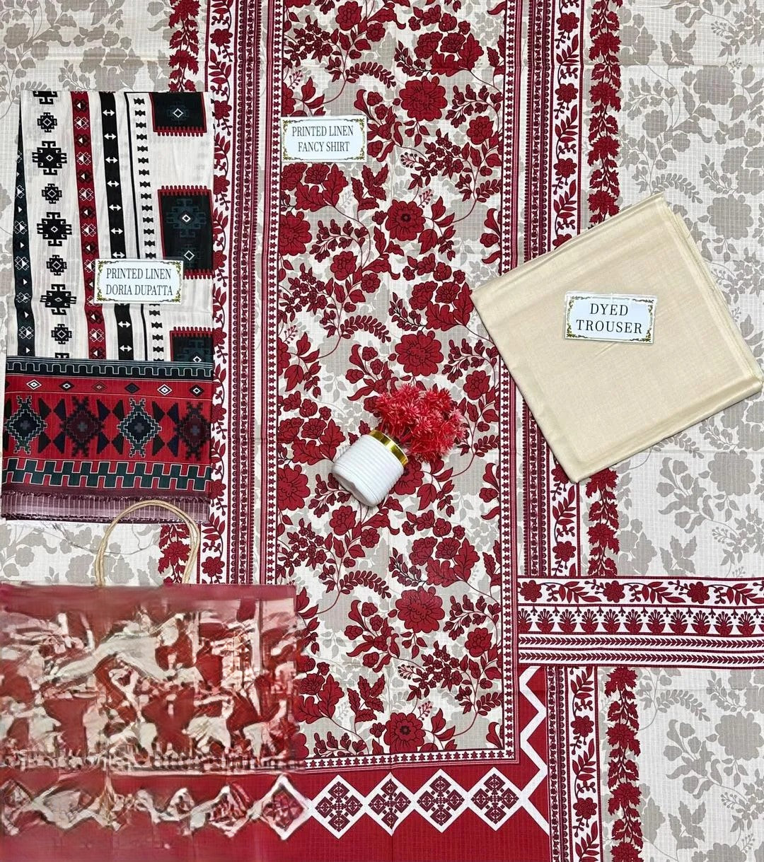 3 Pcs Women's Unstitched Printed Suit