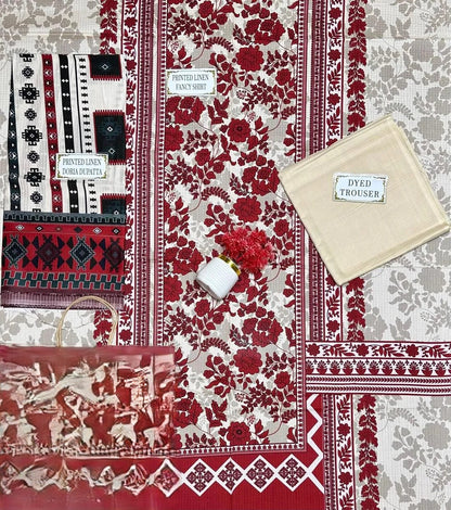 3 Pcs Women's Unstitched Printed Suit