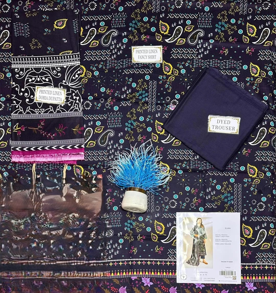 3 Pcs Women's Unstitched Printed Suit