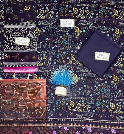 3 Pcs Women's Unstitched Printed Suit