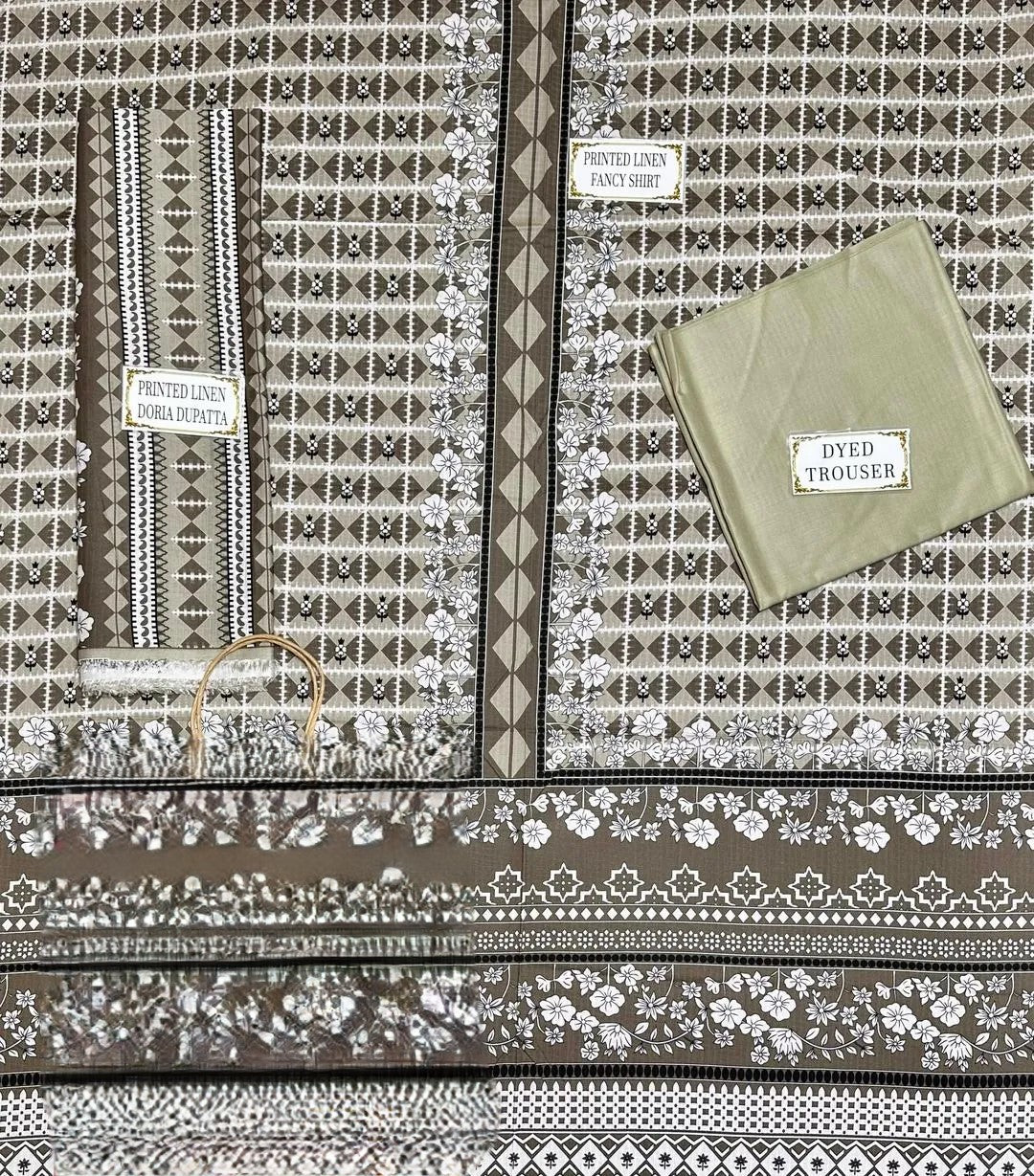 3 Pcs Women's Unstitched Printed Suit