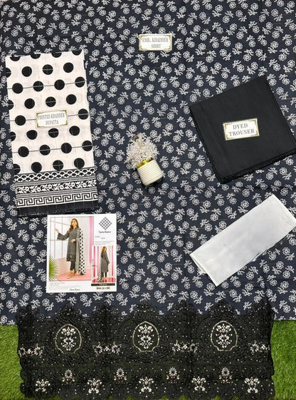 3 Pcs Women's Unstitched Printed Suit