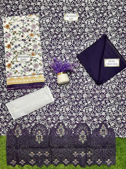 3 Pcs Women's Unstitched Printed Suit