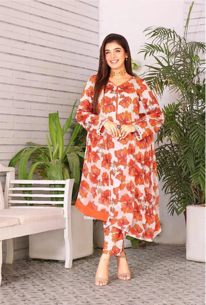 3 Pcs Women's Unstitched Printed Suit