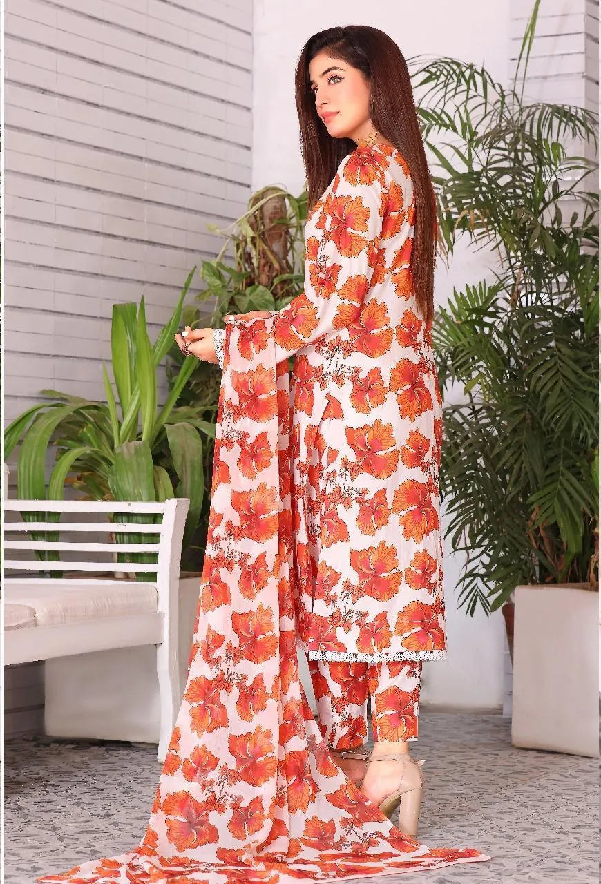 3 Pcs Women's Unstitched Printed Suit