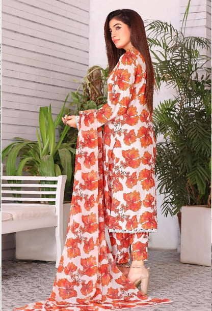 3 Pcs Women's Unstitched Printed Suit