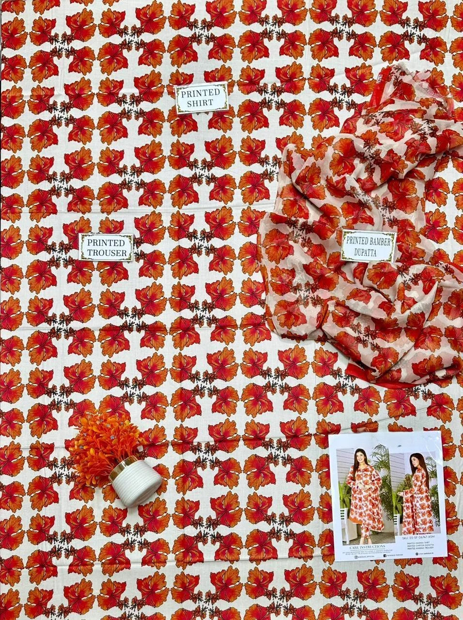 3 Pcs Women's Unstitched Printed Suit