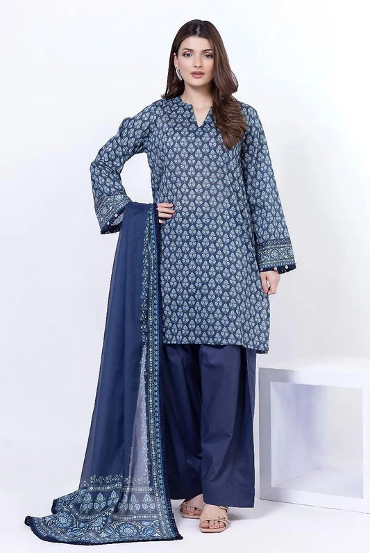 3 Pcs Women's Unstitched Printed Suit