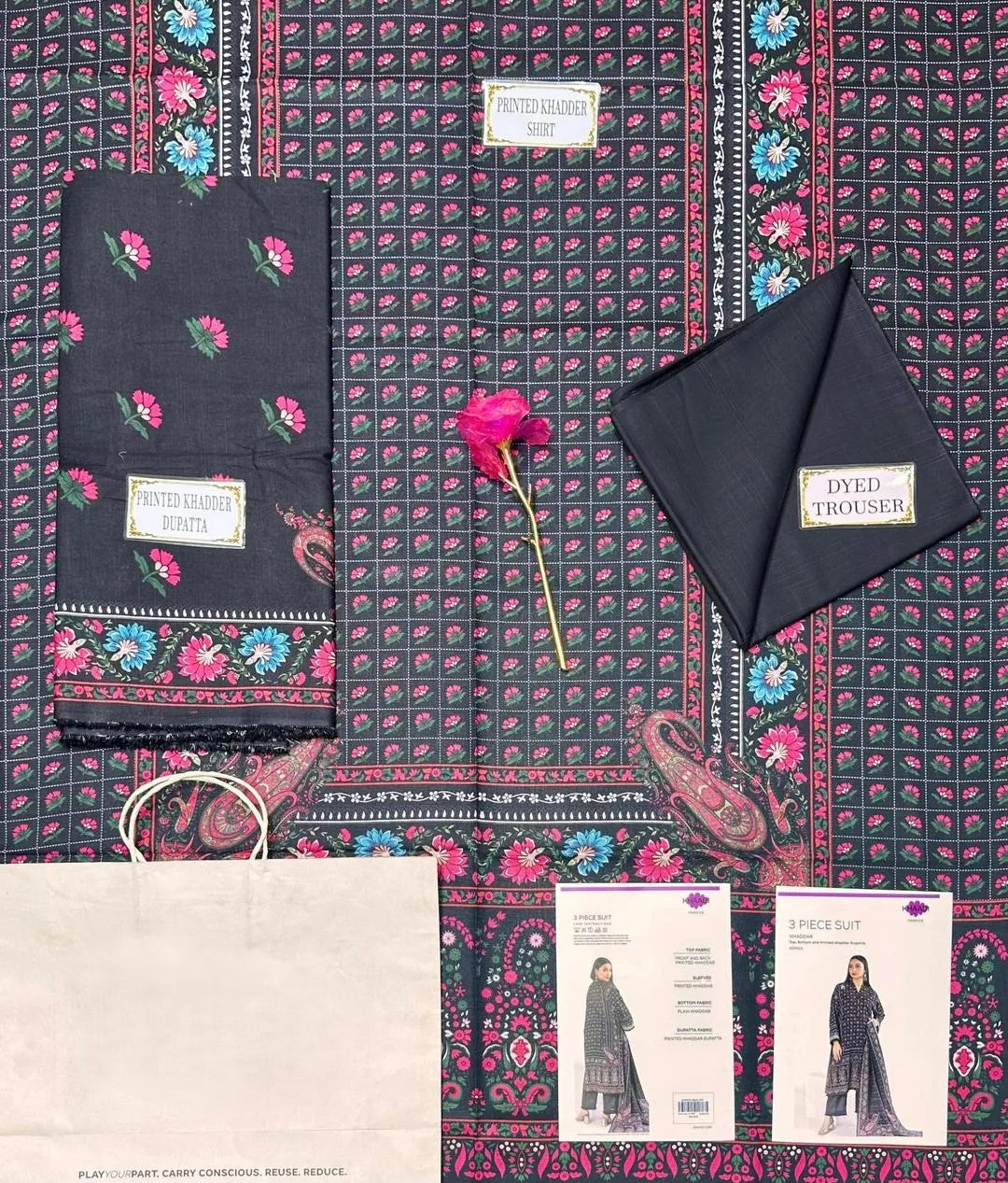 3 Pcs Women's Unstitched Printed Suit