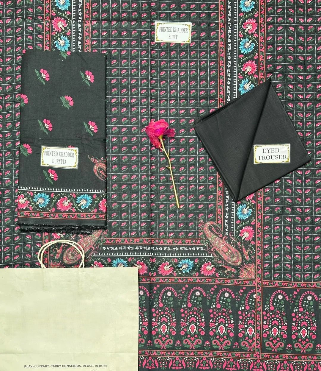 3 Pcs Women's Unstitched Printed Suit