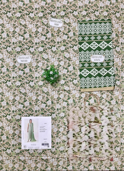 3 Pcs Women's Unstitched Printed Suit