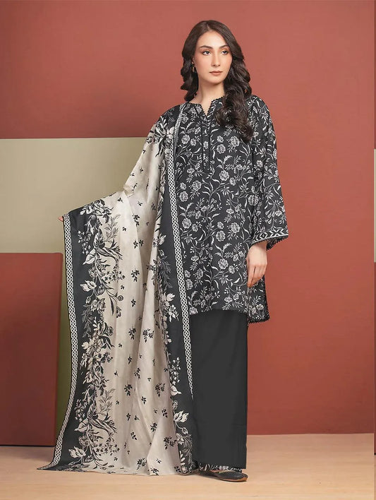 3 Pcs Women's Unstitched Printed Suit