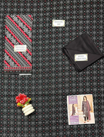 3 Pcs Women's Unstitched Printed Suit