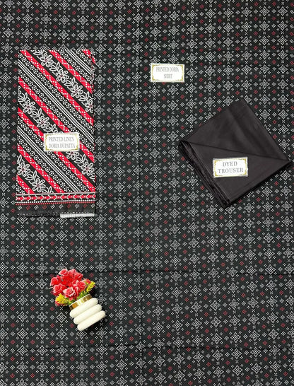 3 Pcs Women's Unstitched Printed Suit