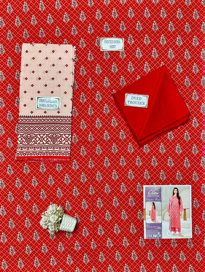 3 Pcs Women's Unstitched Printed Suit