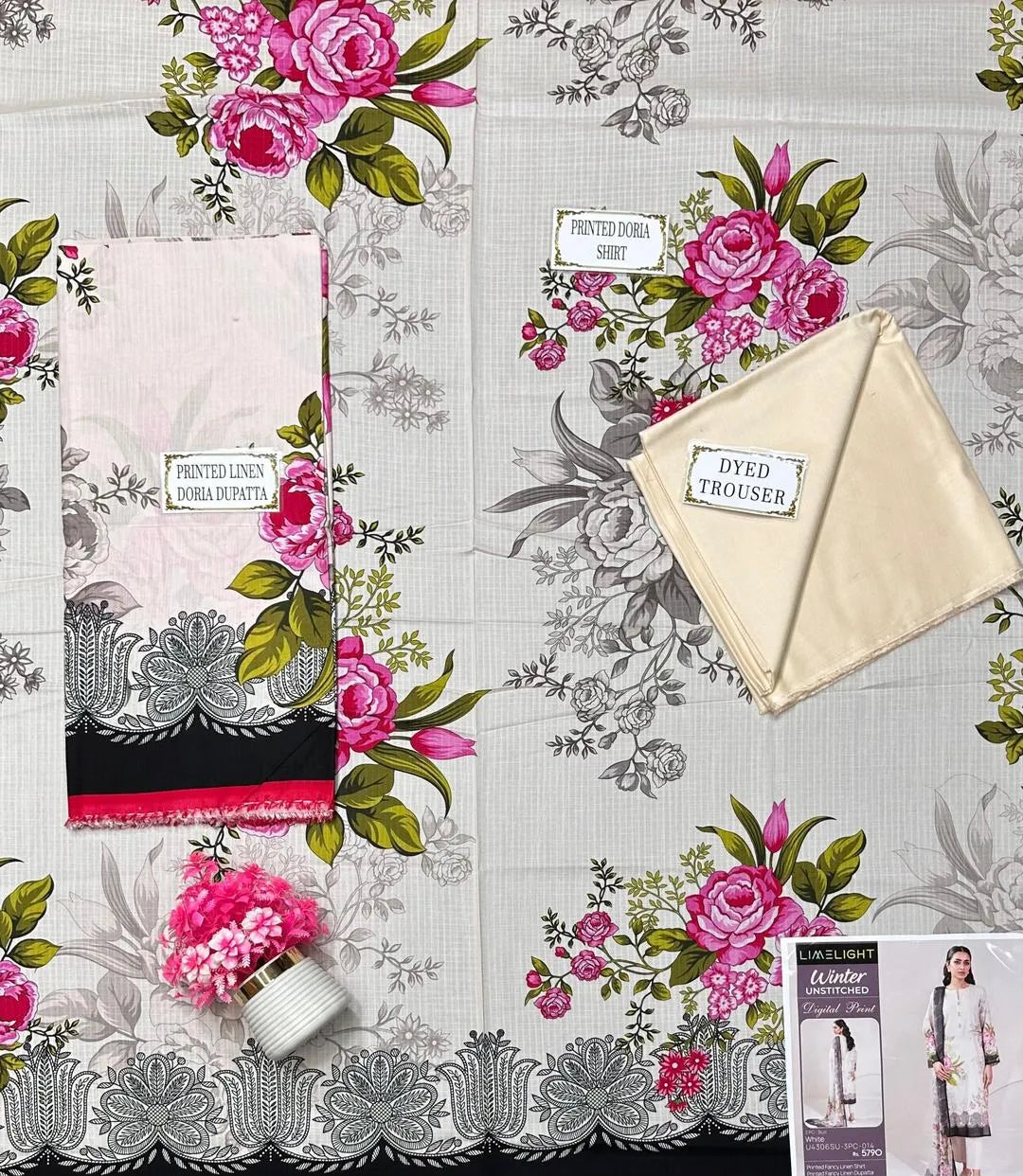 3 Pcs Women's Unstitched Printed Suit