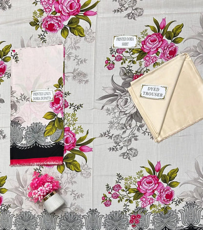 3 Pcs Women's Unstitched Printed Suit