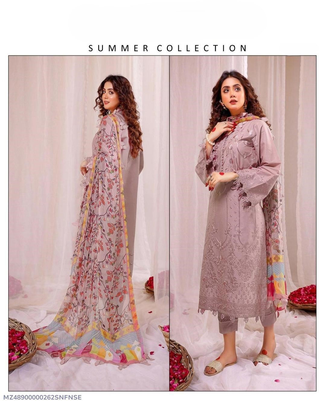 3 Pcs Women's Unstitched Embroidered Suit