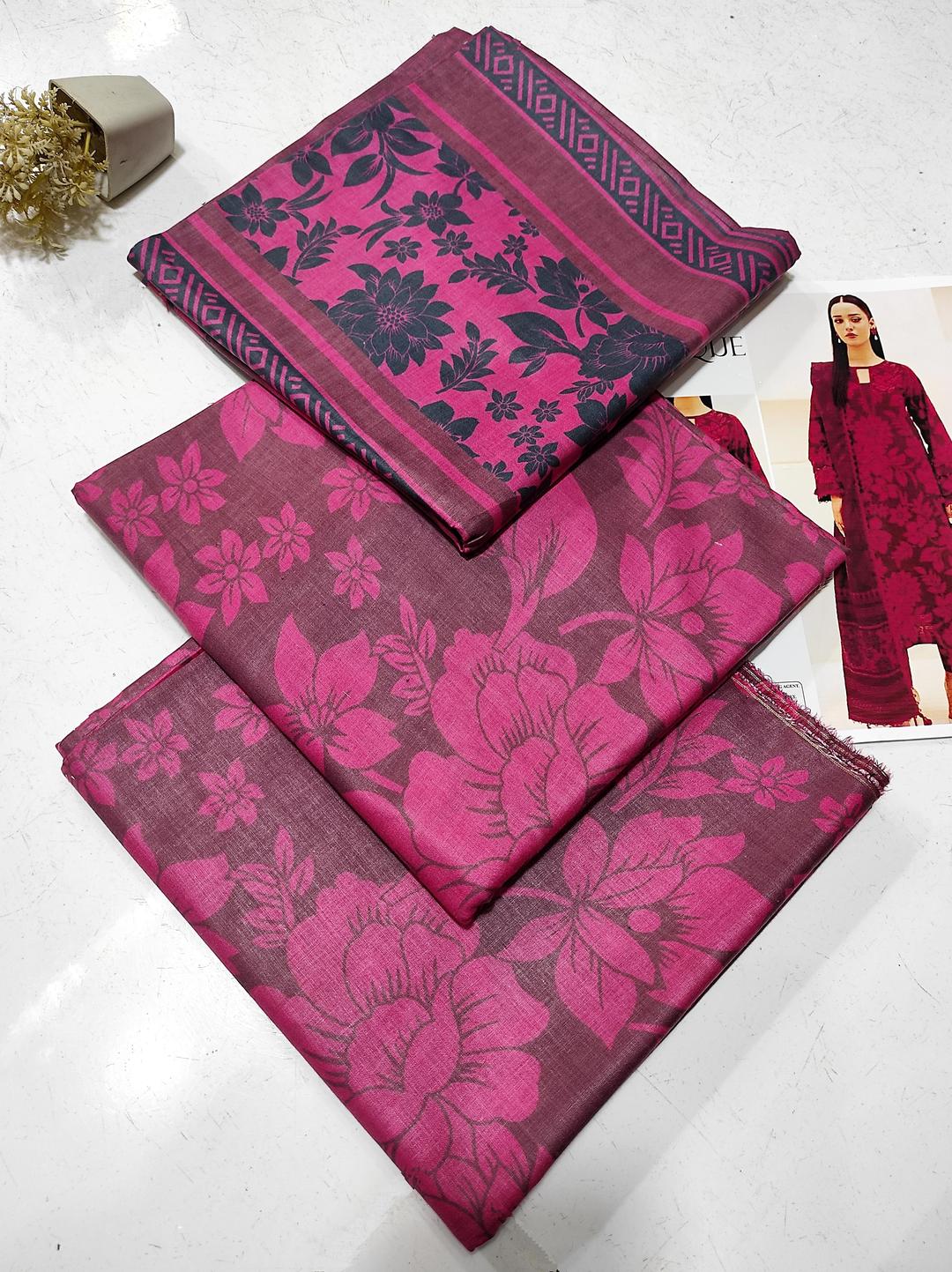 3 Pcs Women's Unstitched Digital Print Suit